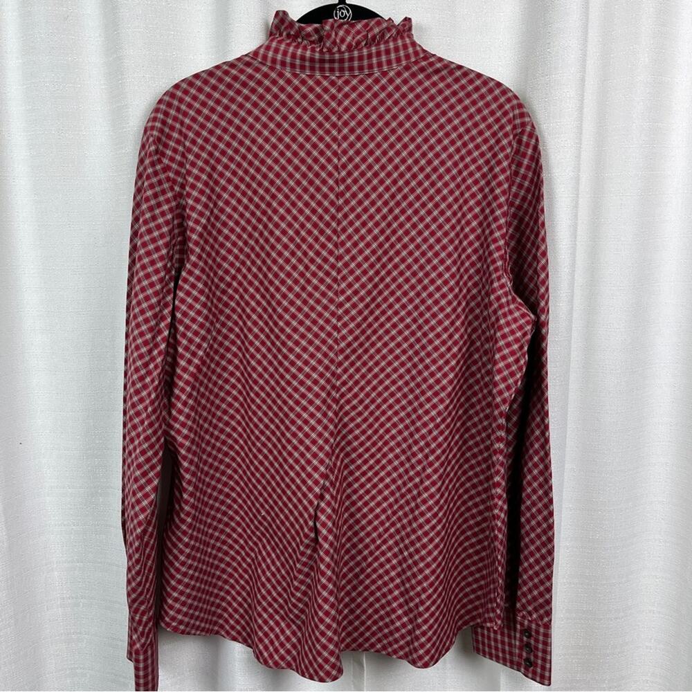 Pendleton Red Plaid Ruffle Collar Long Sleeve Button Up Blouse Sz.18 - Picture 8 of 12